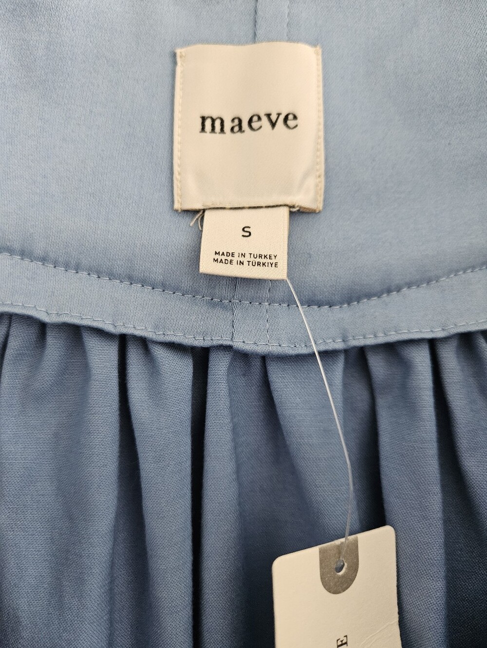 Anthropologie Maeve Basque-Waist Mini Skirt Cotton Buttondown Small Blue - Picture 8 of 11